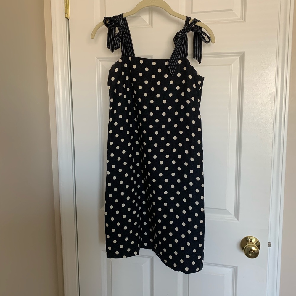 NWOT J.Crew Polka Dot flowy dress in navy